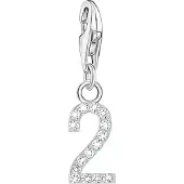 Thomas Sabo Charm-Anhänger Zahl 2 mit weissen Steinen Silber