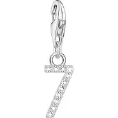 Thomas Sabo Charm-Anhänger Zahl 7 mit weissen Steinen Silber