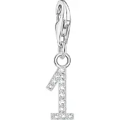 Thomas Sabo Charm-Anhänger Zahl 1 mit weissen Steinen Silber