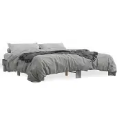 vidaXL Bettgestell Grau Sonoma 200x200 cm Holzwerkstoff und Metall