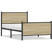 vidaXL Metallbett ohne Matratze Sonoma-Eiche 183x213 cm