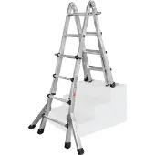 Iller-Leiter Iller Teleskopleiter, beidseitig begehbar mit Dreiecksausleger, 4x5 Sprossen und 6,0m AH