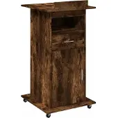 vidaXL Rednerpult mit Rollen & Schublade Räuchereiche 55x55x107 cm