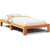 vidaXL Massivholzbett ohne Matratze Wachsbraun 140x190 cm Kiefernholz