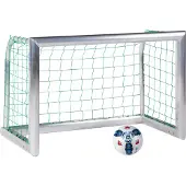 Sport-Thieme Mini-Fußballtor "Professional Kompakt", Alu-Naturblank, Inkl. Netz, blau (MW 4,5 cm), 2,40x1,60 m