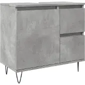 vidaXL Waschbeckenunterschrank Betongrau 65x33x60 cm Holzwerkstoff