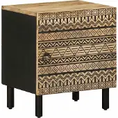 vidaXL Nachttisch Nachtschrank Nachtkommode Nachtkonsole Schwarz Raues Mangoholz
