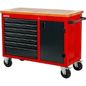 Stier Fahrbare Werkbank, mit 7 Schubladen und Tür, 925x1120x520 mm, in Dunkelgrau