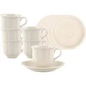 Villeroy & Boch Tasse "Kaffeetassen mit Untertassen Manoir 120 ml 6er Set weiß", weiß, Porzellan, Trinkgefäße, Tasse