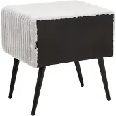 Beliani Nachttisch Hellgrau Cord 38x46x49 cm mit Metallgestell Schwarz 1 Schublade Rechteckig Aufbewahrung Modern Glamourös Möbel für Schlafzimmer