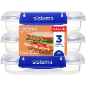 Sistema Brotdose - Square Clip it Plus - 3er-Pack - 520 ml - Bla - - One Size - Brotdosen