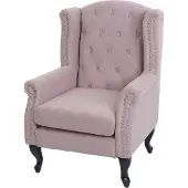 Mendler Sessel Chesterfield Oxford, Relaxsessel Clubsessel Ohrensessel, wasserabweisend Stoff/Textil hellrosa ohne Ottomane
