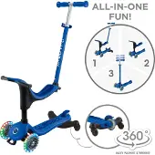 Globber 3in1 Aufsitzrad, Laufrad, Scooter GO-UP SPORTY LIGHTS 360 in dunkelblau | Gr.: onesize