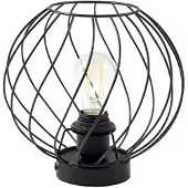LINDBY Tischleuchte Danika, schwarz, Metall, Ø 25 cm
