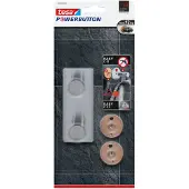 TESA Powerbutton Hakenleiste Classic, Edelstahl, 2 oder 3 Haken, hält bis max. 12 kg, 2 Haken