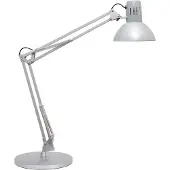 MAUL Tischleuchte MAULstudy Silber E27 aus Metall mit Doppelarm und Standfuß