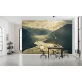 Overig Vliestapete "Digitaldruck Vlies - Gold Mountains - Größe 400 x 250 cm" bedruckt glatt Wohnzimmer, Schlafzimmer
