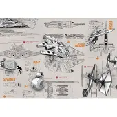 Overig Fototapete "STAR WARS Blueprints - Größe 368 x 254 cm" bedruckt glatt Kinderzimmer