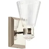 Kichler Kayva LED Wandleuchte 25cm Poliertes Nickel Klar facettiert IP44