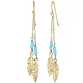 Elli Ohrringe Hänger Feder Bead Boho Hippie Festival 925 Silber Elli Gold