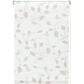 Gardinia EasyFix Rollo mit Blättern weiß beige 75 x 150 cm