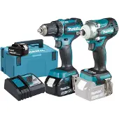 Makita DLX 2452 TJ Akku Kombo Kit KFZ DTW 300 Akku Schlagschrauber + DDF 485 Akku Bohrschrauber + 2x Akku 5,0 Ah + Ladegerät + Makpac