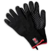 Weber Grillhandschuh-Set aus Kevlar, lang mit Silikonnoppen (S/M), schwarz