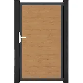 GROEN & JANSSEN Einzeltor GroJa BasicLine DIN universal vormontiert ohne Pfosten Rahmen anthrazit 100 x 180 cm Asteiche