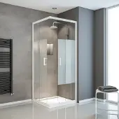 Schulte Eckeinstieg Schiebetür Sunny ExpressPlus 90 x 90 cm Dekor Dezent light Profilfarbe alpinweiß