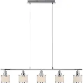 JUST LIGHT Pendelleuchte - Chromfarben - Weiß - 90 x 120 cm - Metall - Stoff - 5-flammig