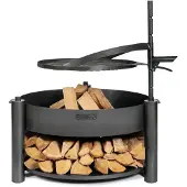 Cook King Feuerschale Montana X inkl. Holzlager & Zubehör 88 x 36 cm schwarz