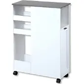 Kesper Servierwagen Nischenregal weiß – 60 x 25 x 86 cm – mit Abfalleimer & Rollen – schmaler Küchenwagen für Müll, Vorräte & Ordnung – 2485013