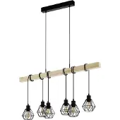 Eglo TOWNSHEND 5 Hängeleuchte Hängelampe Pendellampe Pendelleuchte - L100 x B20 x H110 cm - schwarz, braun - 6X60W exkl. - IP20