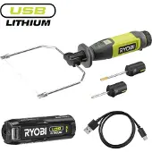 Ryobi Akku-Heißdrahtschneider 4 V, Schneidegerät Inkl 2,0 Ah Akku und USB-C Ladekabel, RHC4-120G