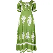 Apricot Druckkleid "Folk Floral Print Kleid", Damen, Gr. XS (34), N-Gr, grün, Obermaterial: 83% Viskose CV. 17% Nylon NY., gemustert, Kleider Druckkleid, mit tollem Ausschnitt