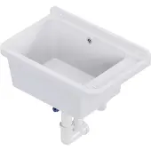 QLS Ausgussbecken 50x34 cm aus Kunststoff mit Siphon Weiß Garage Werkstatt 11122