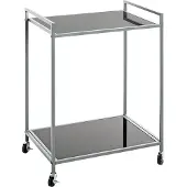 Haku Mobiler Beistelltisch , 2 Ablagen mit jeweils bis zu 6 kg Tragkraft, B 500 x T 360 x H 690 mm, Stahl/ESG-Sicherheitsglas, grau/schwarz