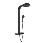 Safety Jogger SCHÜTTE Duschpaneel SAMOA RAIN, Regendusche mit Thermostat und Glasablage, Handbrause mit 3 Funktionen, Duschbrause Schwarz matt