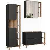 Vicco Badmöbel-Set Karen Sonoma/Anthrazit 3 Teile, Model 55433