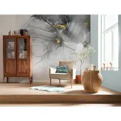 Overig Vliestapete "Digitaldruck Vlies - Ink Gold Flow - Größe 300 x 280 cm" bedruckt glatt Wohnzimmer, Schlafzimmer