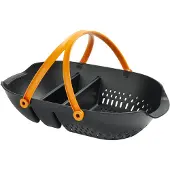 Fiskars Erntekorb, Zum Sammeln, Transportieren und Reinigen von Ernte und Erntewerkzeugen, Kunststoff, Schwarz/Orange, Plus, 1062831