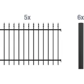 Alberts Zierzaun - Komplettset Chaussee, Höhe 120 cm, Länge 10 m, matt schwarz, zum Einbetonieren
