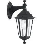 Eglo Außen-Wandlampe Laterna 4, 1 flammige Außenleuchte, Wandleuchte aus Aluguss und Glas, Farbe: Schwarz, Fassung: E27, IP44