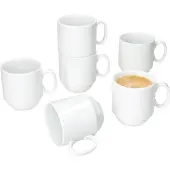 MamboCat 6er Set TOMMY Kaffeebecher stapelbar weiß Porzellan 220 ml****Vorpackplatz: REIHE 42.3///PLATZ 6