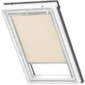 Velux Verdunklungsrollo "DKL 4556S" verdunkelnd ohne Bohren in Führungsschienen Stoff sandbeige mit weißen Führungsschienen & Griffleiste