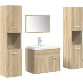 vidaXL 5-tlg. Badmöbel-Set Sonoma-Eiche Holzwerkstoff