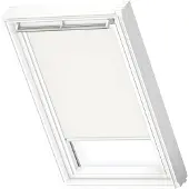 Velux Verdunklungsrollo "DKL 1025SWL" verdunkelnd ohne Bohren in Führungsschienen Stoff weiß mit alufarbenen Führungsschienen & Griffleiste