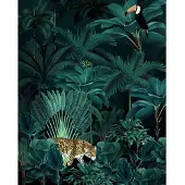 Overig Vliestapete "Digitaldruck Vlies - Jungle Night - Größe 200 x 250 cm" bedruckt glatt Wohnzimmer, Schlafzimmer