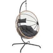 Sweeek - Ei-förmiger Hängesessel aus Stahl und Polyester - Beige