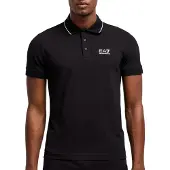 Emporio Armani für Herren. 8NPF16_PJVUZ Lässiges schwarzes Poloshirt (L), Baumwolle, Kurzarm